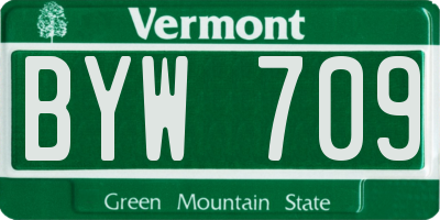 VT license plate BYW709