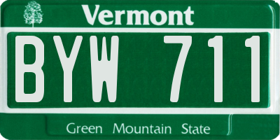 VT license plate BYW711