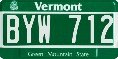 VT license plate BYW712