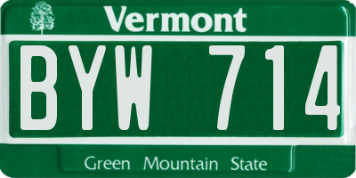 VT license plate BYW714