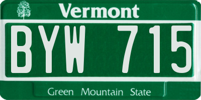 VT license plate BYW715