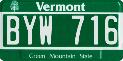 VT license plate BYW716
