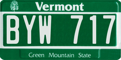 VT license plate BYW717