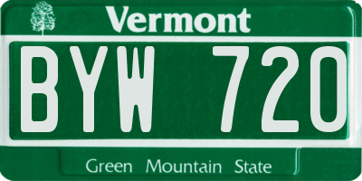 VT license plate BYW720