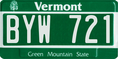 VT license plate BYW721