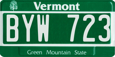 VT license plate BYW723