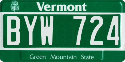 VT license plate BYW724