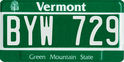 VT license plate BYW729