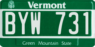 VT license plate BYW731