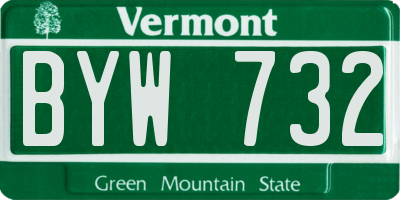 VT license plate BYW732