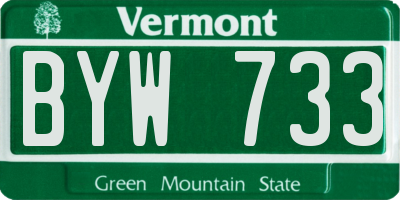 VT license plate BYW733