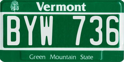 VT license plate BYW736