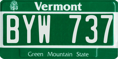 VT license plate BYW737