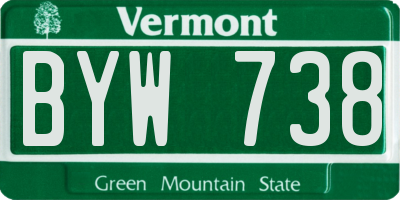 VT license plate BYW738