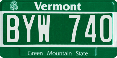VT license plate BYW740
