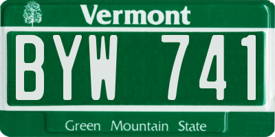 VT license plate BYW741