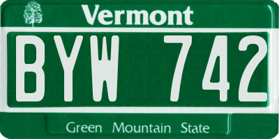 VT license plate BYW742