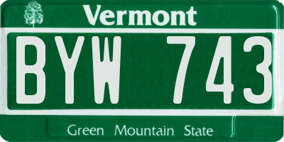 VT license plate BYW743