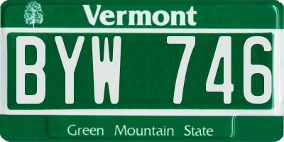 VT license plate BYW746