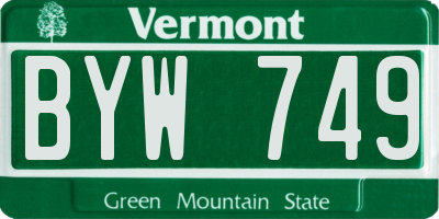 VT license plate BYW749