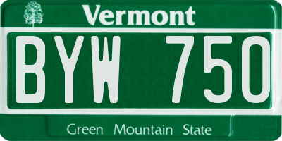 VT license plate BYW750