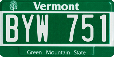 VT license plate BYW751