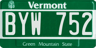 VT license plate BYW752