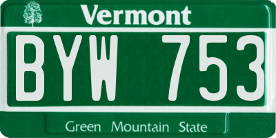 VT license plate BYW753