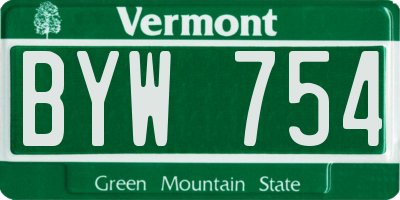 VT license plate BYW754