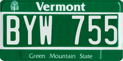 VT license plate BYW755