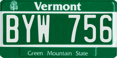VT license plate BYW756