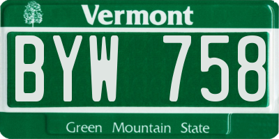 VT license plate BYW758