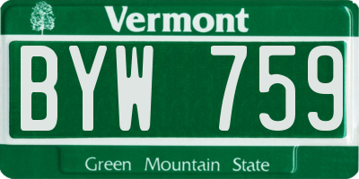 VT license plate BYW759