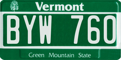 VT license plate BYW760