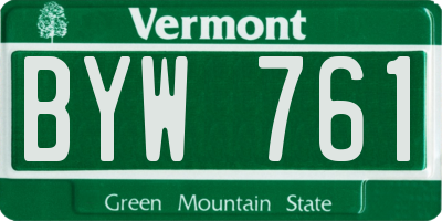 VT license plate BYW761