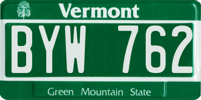 VT license plate BYW762