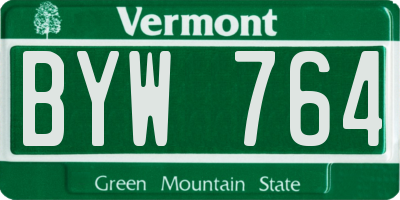 VT license plate BYW764