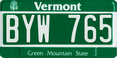 VT license plate BYW765
