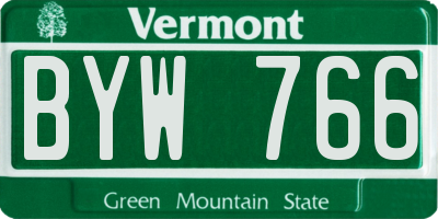 VT license plate BYW766