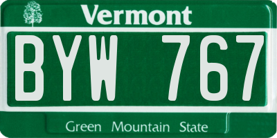 VT license plate BYW767