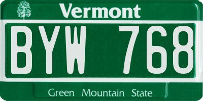 VT license plate BYW768