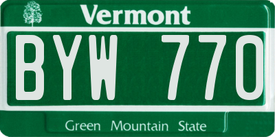 VT license plate BYW770