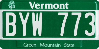 VT license plate BYW773