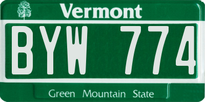 VT license plate BYW774