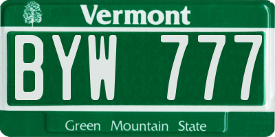 VT license plate BYW777
