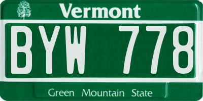 VT license plate BYW778