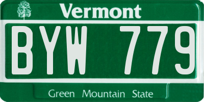 VT license plate BYW779