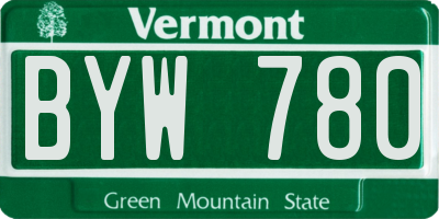 VT license plate BYW780