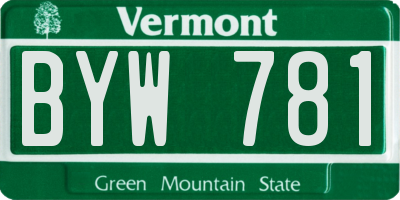VT license plate BYW781