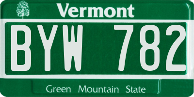 VT license plate BYW782